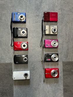 Lot of 10 Vintage Digital Point and Shoot Cameras - Nikon, Samsung, Casio, Kodak, Polaroid Parts