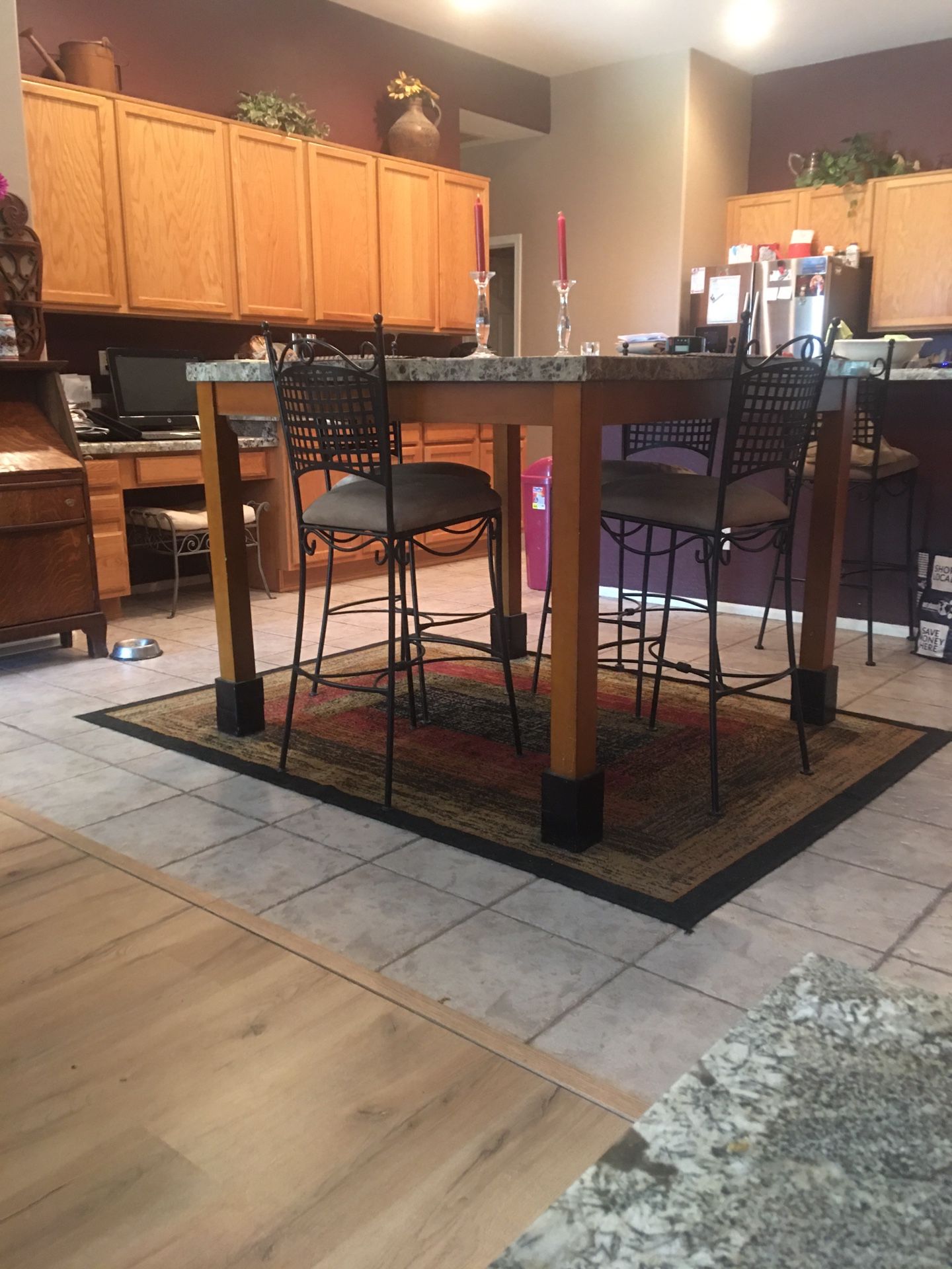Tall kitchen table with matching chairs
