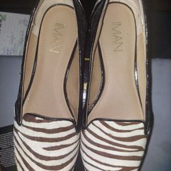 Woman's Size 7.5 Zebra Striped Flats