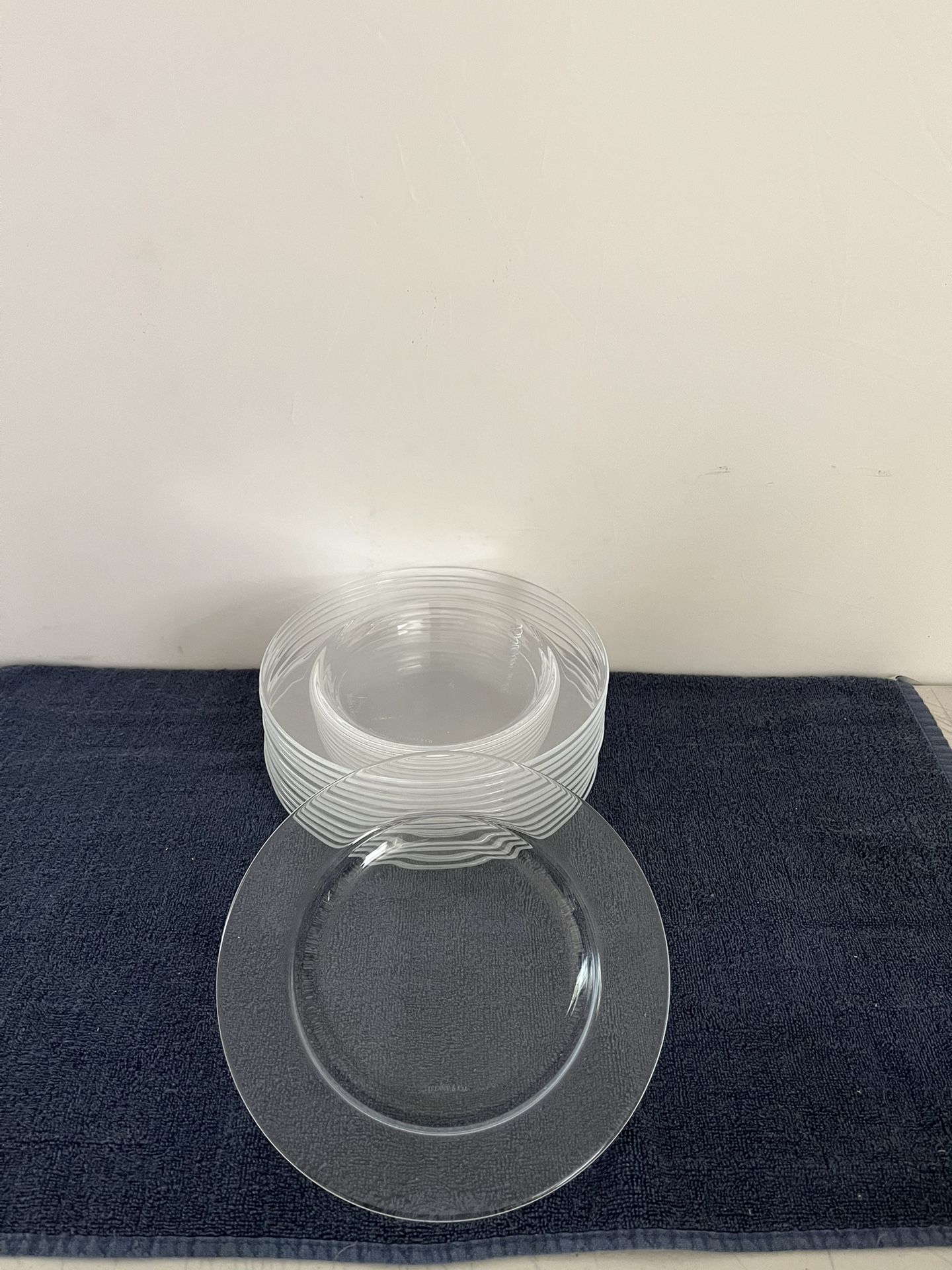 12 Tiffany & Co. Crystal Salad Luncheon Plate 7 7/8" Elegent Plain No design