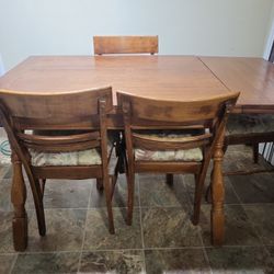 Solid Wood Kitchen Table With 4 Chairs