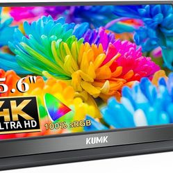 New 15.6" 4K Portable Monitor with Dual Speakers and Smart Cover