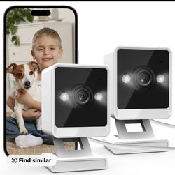Indoor Camera, Wired 2K Cameras for Home Security with Color Night Vision & Siren, 2-Way Audio for Pet/ Dog/Baby/Nanny, 2.4GHz WiFi Camera, Cloud & SD