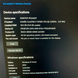 LAPTOP DELL GAMING  15” I7 Geforce 1TB 16RAM