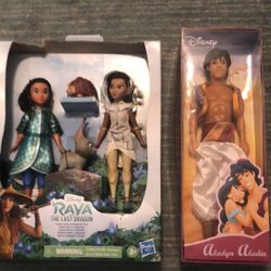 Two Disney Doll Sets. Aladin Doll and Raya Set