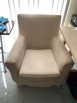 Upholstered Armchair with Gingham Fabric
