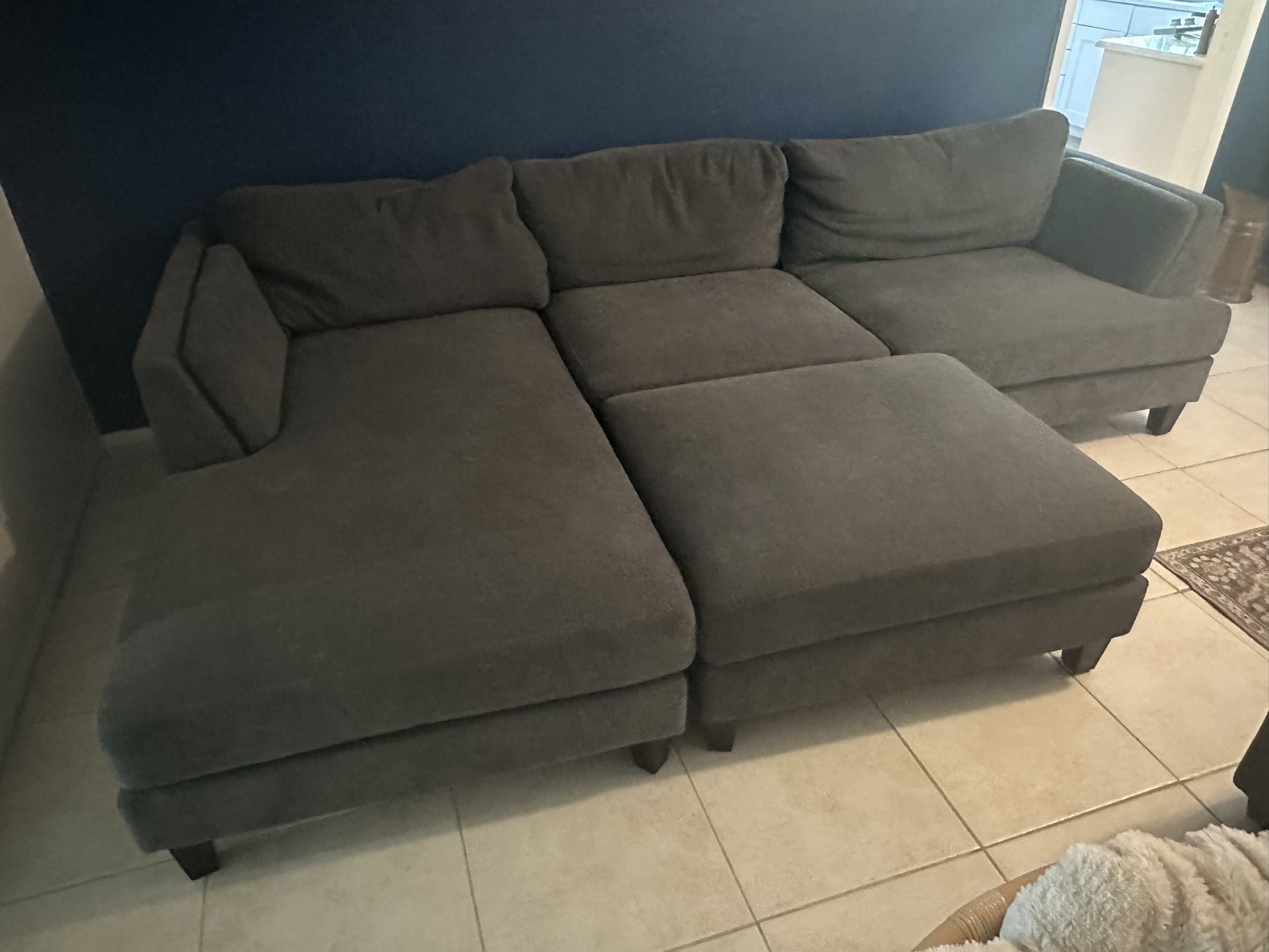 Sofa With Chaise+ottoman