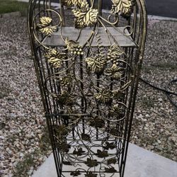 4Ft Tall Ornate Metal Wine Rack