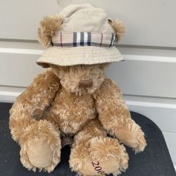 Burberry Fragrance Stuffed Teddy Bear Plush 2006 Nova Check Rain Hat 11”