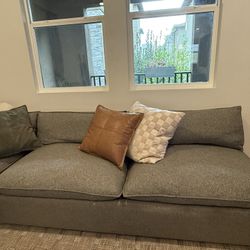 Crate And Barrel Sectional Sofa- Light Grey 
