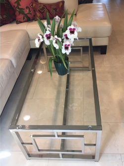 New chrome glass coffee table