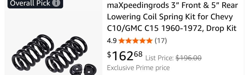 5” Rear Lowering Coil Spring Kit for