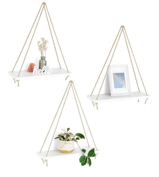 White Wood Hanging Shelf