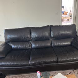 Black Genuine leather Sofa