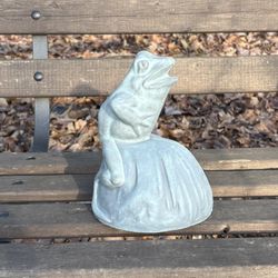 Concrete Frog On Rock 