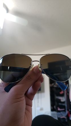 Polarized Coach Sunglasses, Silver/Blue (L103 Christina)
