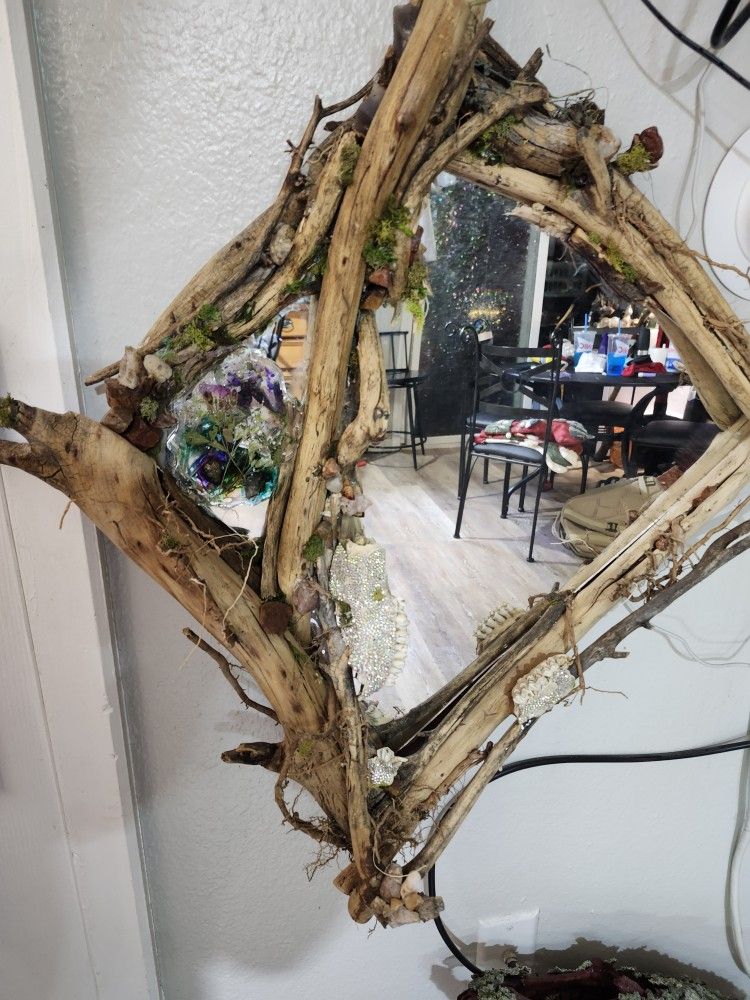 Enchanted Fairy Gothic Mirror With Real Gem Jawbone On The Sides 
