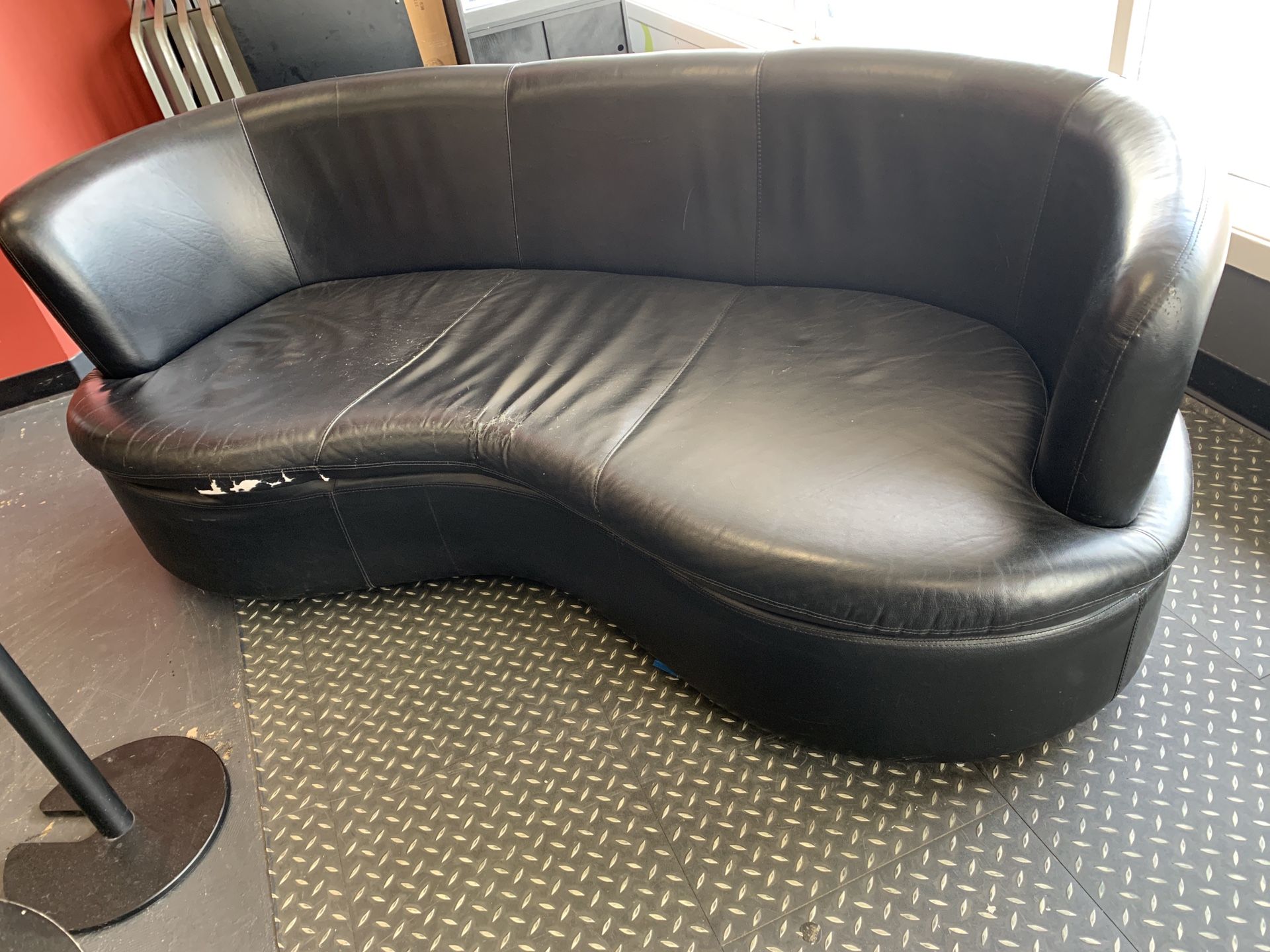 Black Leather Modern Couch