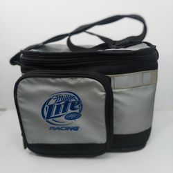 Miller Lite Racing Vintage Soft Zipper Insulated Drink Cooler Collapsible Bag W/ Carrying Strap
