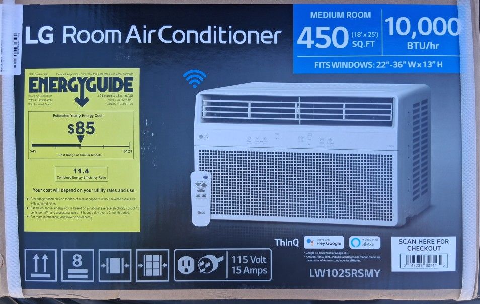New LG 10,000 BTU WINDOW A/C W/ REMOTE