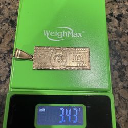 10k Hunnid Dollar Bill Pendant