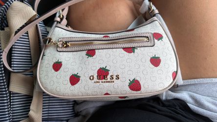 Guess Pink Strawberry Print Shoulder Handbag