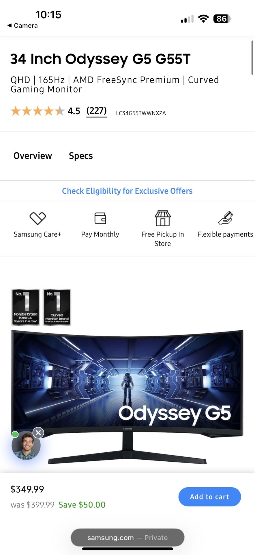 34” Samsung Ultra Wide Gaming Computer Monitor