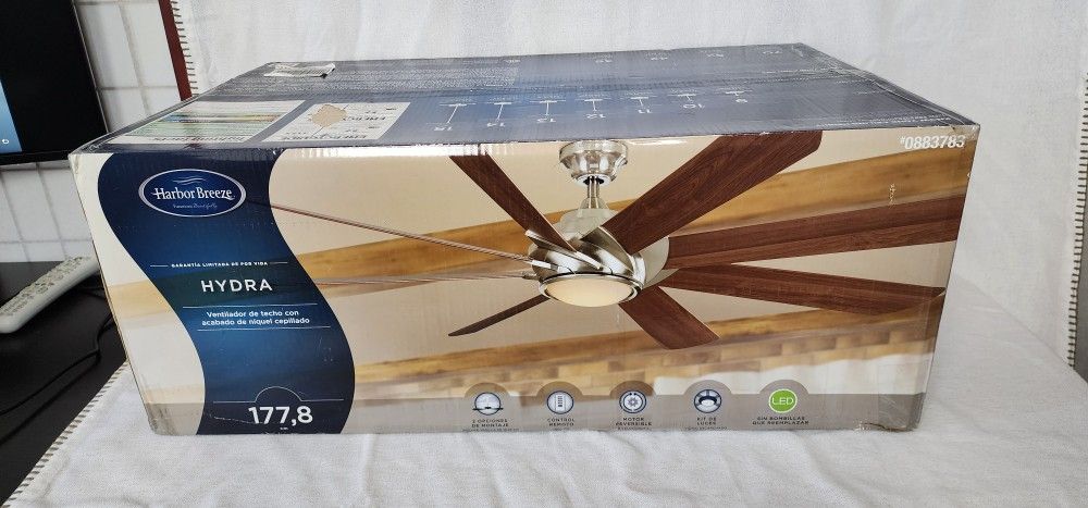 Harbor breeze Hydra 70 inches brush nickel indoor ceiling fan with remote new