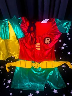 Cute/Sexy Robin Costume by DC Comics, Women’s Size Small (stretchy spandex material)