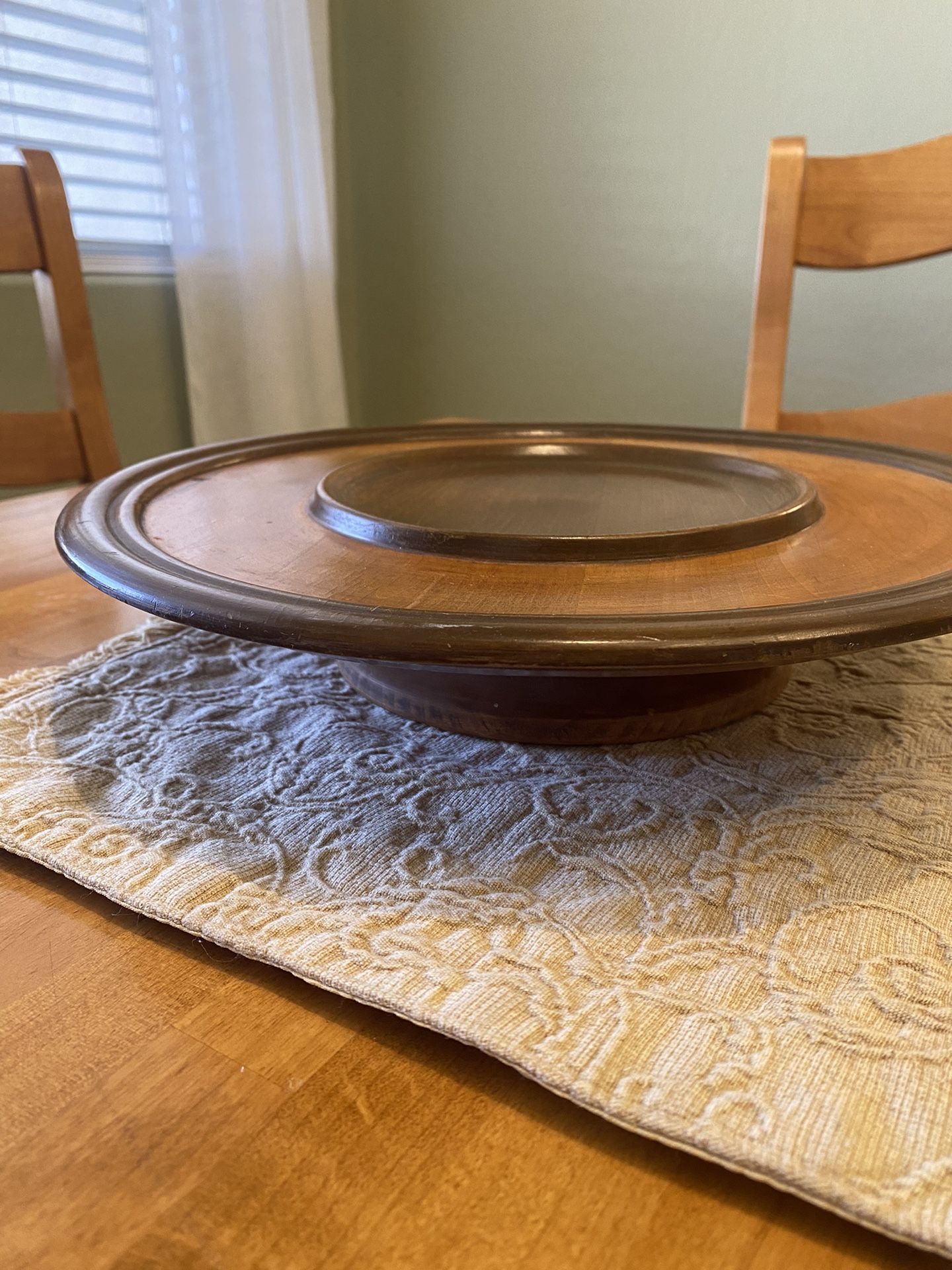 Vintage Wood turntable/ lazy Susan tray made in Canada. Gorgeous! 13 inches round x 2.5 inches tall.