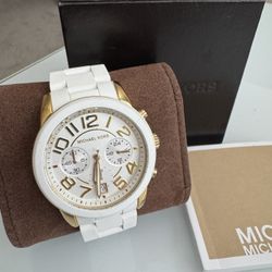 Michael Kors Gold & White Chronograph Watch