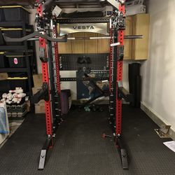 PRO SERIES Ultimate 3-1 Half Rack Functional Trainer w/Smith Machine Bar | 400lb Stack | Gym Equipment | Fitness | Commercial | Squat Rack 