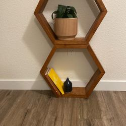 Set Of 2 Honeycomb Floating Shelves