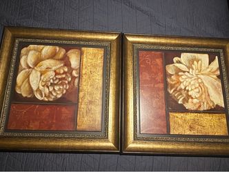 Gold Frame Floral Wall Art - Made in Canada
