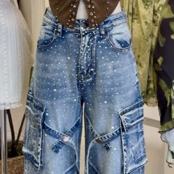 Fashion Rhinestone Pants / Pantalon Con Brillos