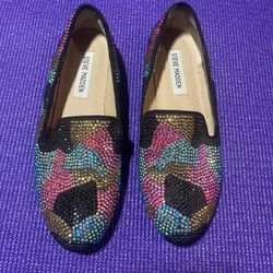 Steve Madden Black Concord Rhinestones Flats Size 6