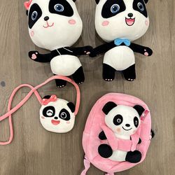 Panda stuffed animal and backpack