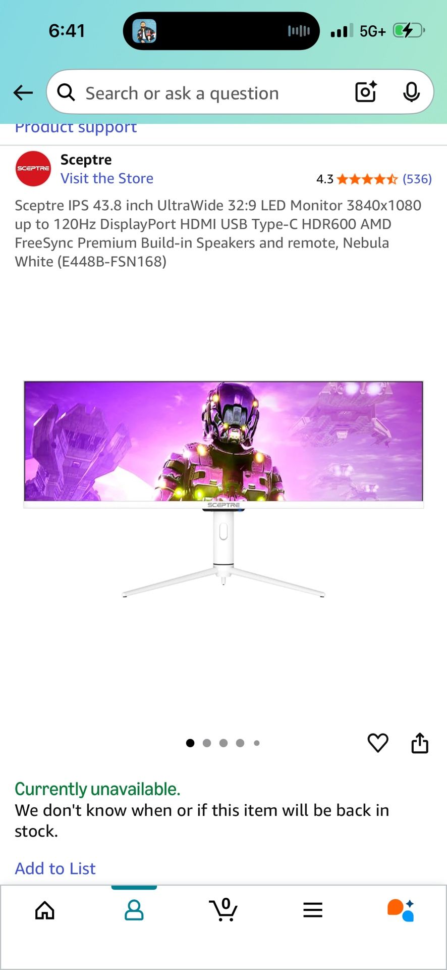43.8 Inch Computer Monitor
