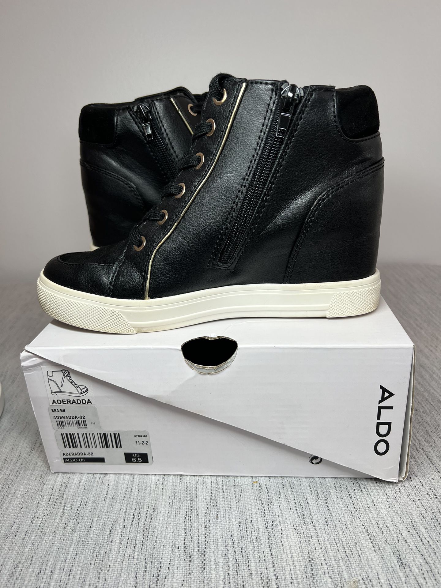 NEW Aldo Aderadda High Heal Sneakers All Leather Minimum Use Size 6.5