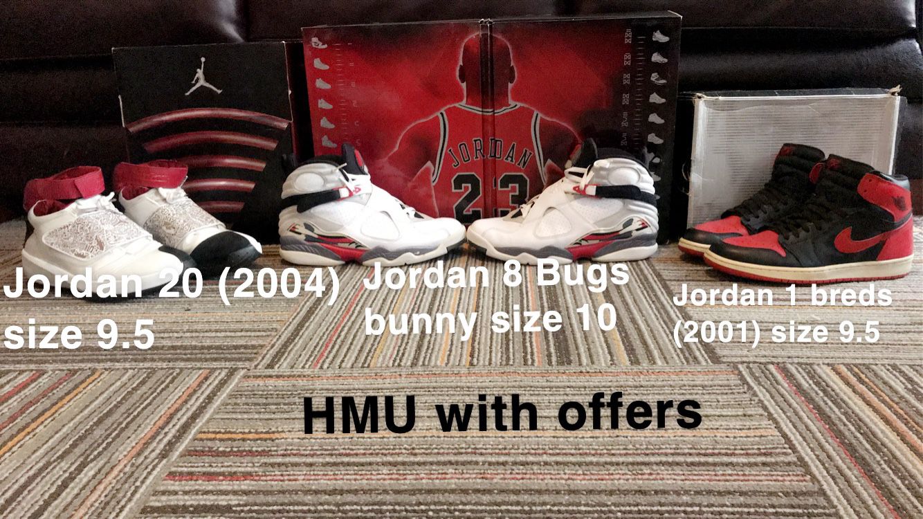 Jordan 8 Bugs Bunny 2008 , Jordan 1 Breds 2001, Jordan 20 2004