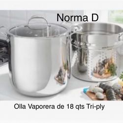 Olla Vaporera De 18 Qts Tri-ply Nueva En Su Caja 🌺 Princess House 🌺