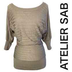 Vntg ATELIER SAB Y2Y Japanese Brand 3/4 Dolman Sleeve Brown KnittedSweater Sz 38