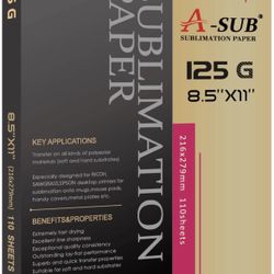 Sublimation Paper 8.5” X 11” (110 Sheets) For Any Inkjet Printer Which Match Sublimation 125G 