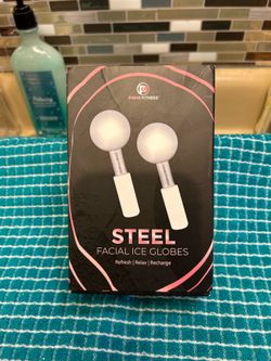 PRIME Fitness brand steel facial ice globes used for cryotherapy facials.