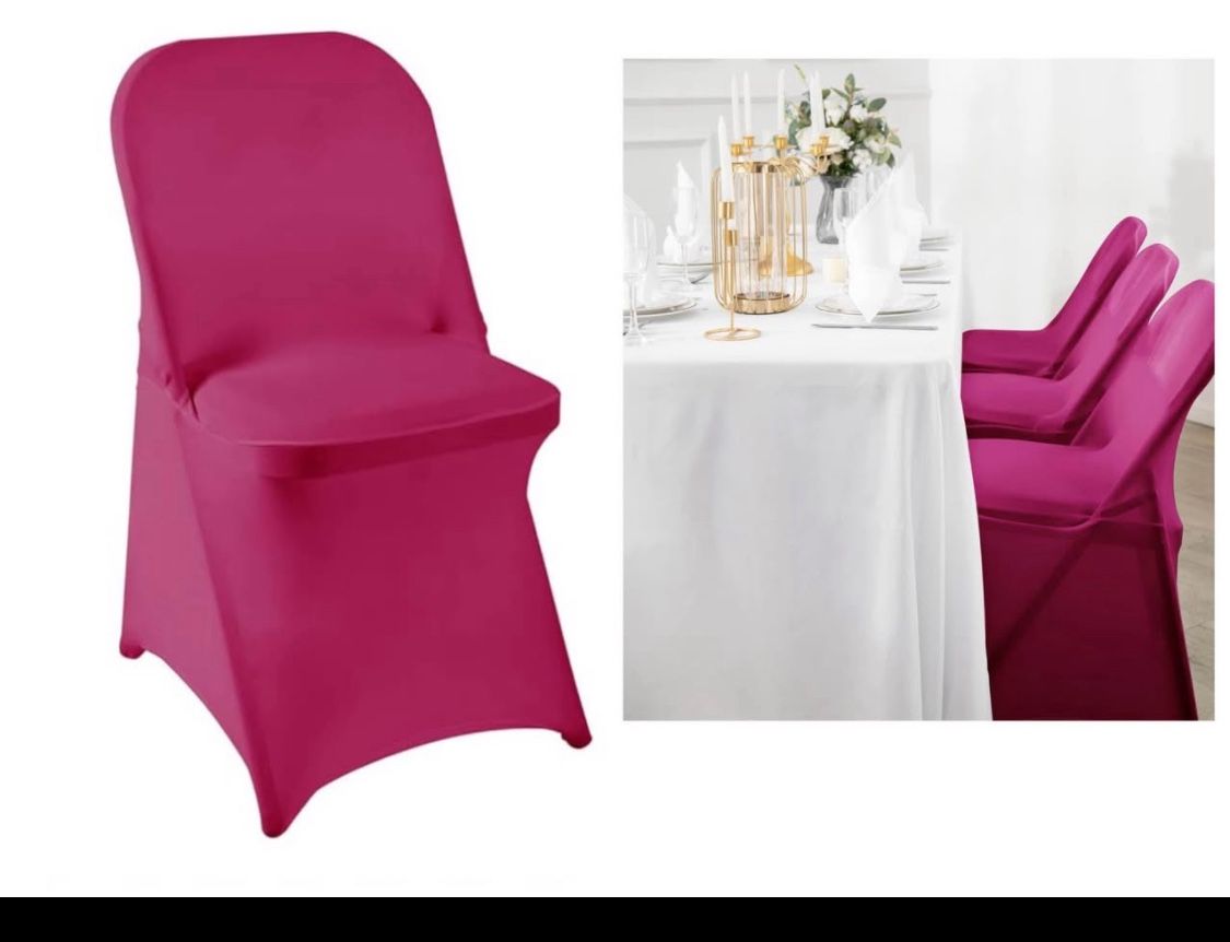 Spandex Chair Cover, 25PCS, Removable Washable Protector for Living Room, Folding Chairs, Party, Banquet, Wedding Event, Hotel (Fuchsia) One time used