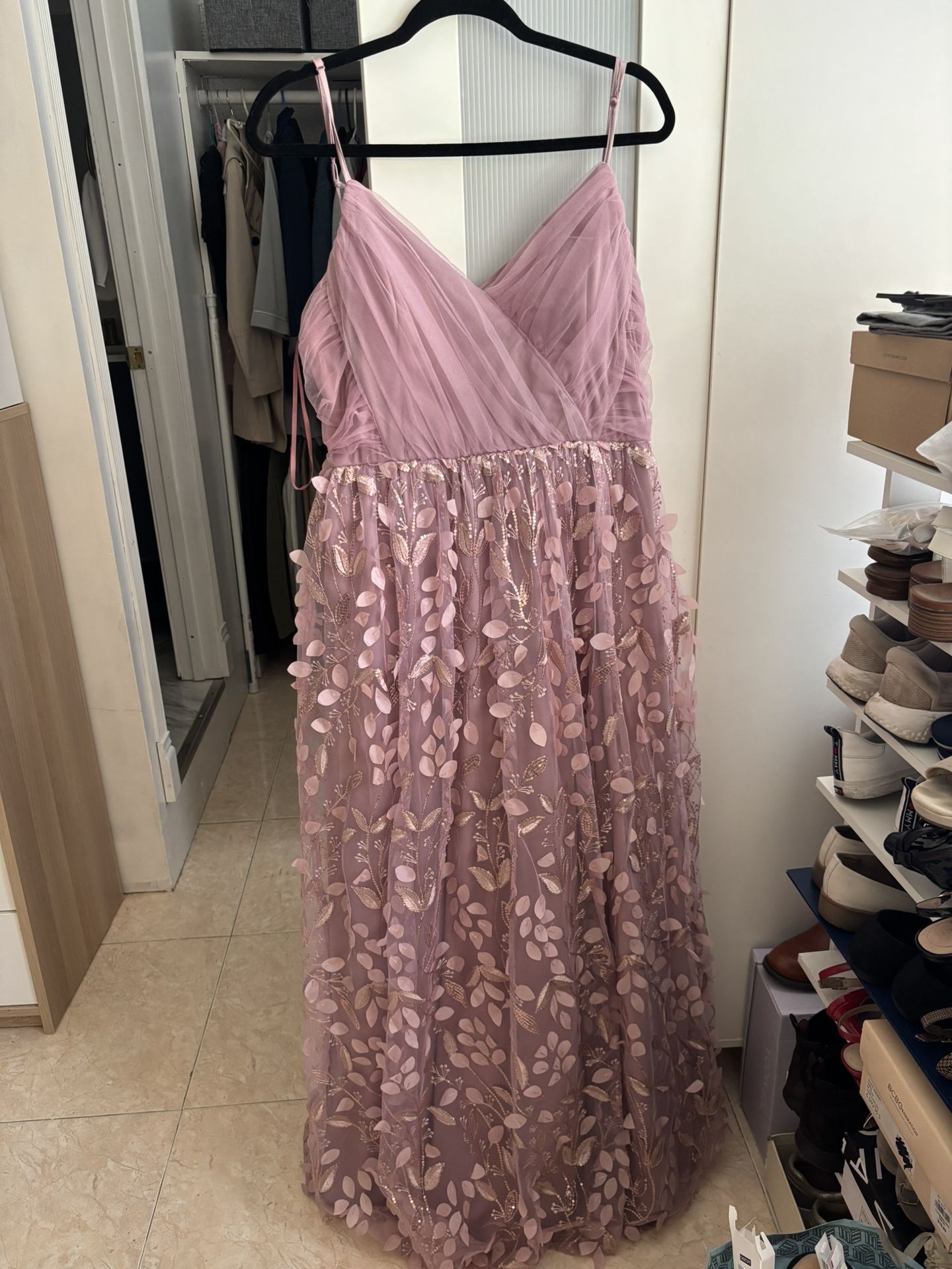 Pink/rose gold sequin prom dress size 15