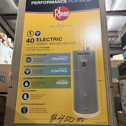 Rheem Gladiator 40 Gal. Medium 12-Year 4500-Watt Double Element Smart Electric Water Heater w/ Leak Detection and Auto Shutoff Store SKU# 1004-435-913