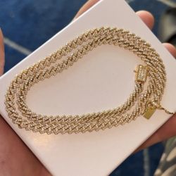 Moissanite Monaco Cuban  Chain 18 Inch 