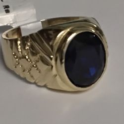 14k Blue Stone Man's Ring