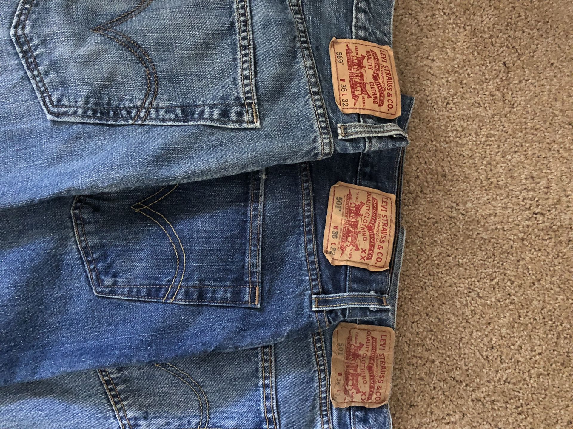 Men’s and boys jeans 501’s and 569 / 10 reg